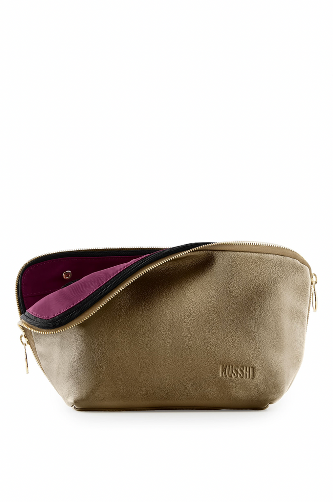 KUSSHI NEW Collection Metallic Bronze Leather with Bordeaux lining