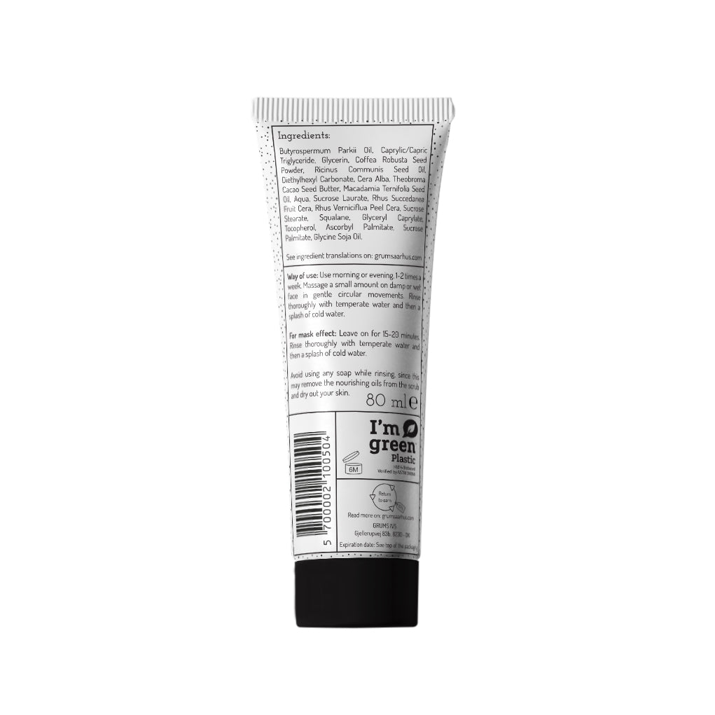 GRUMS Raw Espresso Face Scrub + Mask